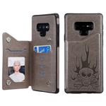 For Galaxy Note9 Skull Head Embossing Pattern Shockproof Protective Case with Holder & Card Slots & Wallet(Grey)