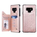 For Galaxy Note9 Skull Head Embossing Pattern Shockproof Protective Case with Holder & Card Slots & Wallet(Rose Gold)