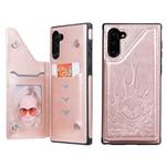 For Galaxy Note10 Skull Head Embossing Pattern Shockproof Protective Case with Holder & Card Slots & Wallet(Rose Gold)
