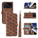 For Xiaomi Poco X4 Pro 5G Spider Printed Leather Phone Case(Brown)