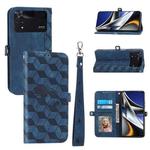 For Xiaomi Poco X4 Pro 5G Spider Printed Leather Phone Case(Blue)