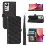 For Xiaomi 12 Pro Spider Printed Leather Phone Case(Black)