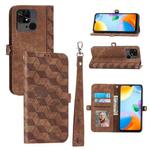 For Xiaomi Redmi 10C Spider Printed Leather Phone Case(Brown)