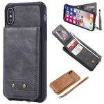 For iPhone X / XS Vertical Flip Shockproof Leather Protective Case with Short Rope, Support Card Slots & Bracket & Photo Holder & Wallet Function(Gray)