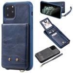For iPhone 11 Pro Vertical Flip Shockproof Leather Protective Case with Short Rope, Support Card Slots & Bracket & Photo Holder & Wallet Function(Blue)