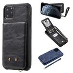 For iPhone 11 Pro Max Vertical Flip Shockproof Leather Protective Case with Short Rope, Support Card Slots & Bracket & Photo Holder & Wallet Function(Black)