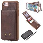 For iPhone 6 Vertical Flip Shockproof Leather Protective Case with Short Rope, Support Card Slots & Bracket & Photo Holder & Wallet Function(Coffee)
