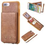 For iPhone 6 Plus Vertical Flip Shockproof Leather Protective Case with Short Rope, Support Card Slots & Bracket & Photo Holder & Wallet Function(Brown)