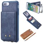 For iPhone 6 Plus Vertical Flip Shockproof Leather Protective Case with Short Rope, Support Card Slots & Bracket & Photo Holder & Wallet Function(Blue)