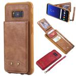 For Galaxy S8+ Vertical Flip Shockproof Leather Protective Case with Short Rope, Support Card Slots & Bracket & Photo Holder & Wallet Function(Brown)