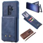 For Galaxy S9+ Vertical Flip Shockproof Leather Protective Case with Short Rope, Support Card Slots & Bracket & Photo Holder & Wallet Function(Blue)