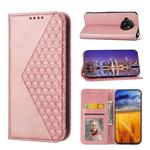 For Sharp Aquos R7 / P7 Cubic Grid Calf Texture Magnetic Closure Leather Phone Case(Rose Gold)