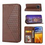 For Sharp Aquos R6 Cubic Grid Calf Texture Magnetic Closure Leather Phone Case(Brown)