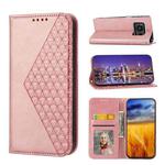 For Sharp Aquos R6 Cubic Grid Calf Texture Magnetic Closure Leather Phone Case(Rose Gold)