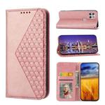 For Motorola Moto G Stylus 5G 2021 Cubic Grid Calf Texture Magnetic Closure Leather Phone Case(Rose Gold)