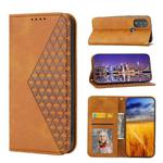 For Motorola Moto G Pure 2021 Cubic Grid Calf Texture Magnetic Closure Leather Phone Case(Yellow)