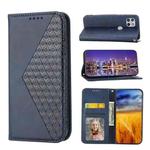 For Motorola One 5G Ace Cubic Grid Calf Texture Magnetic Closure Leather Phone Case(Blue)