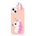 For iPhone 14 3D Silicone Lying Cartoon TPU Phone Case(Unicorn)