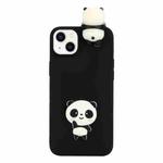 For iPhone 14 3D Silicone Lying Cartoon TPU Phone Case(Black Panda)