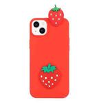 For iPhone 14 Plus 3D Silicone Lying Cartoon TPU Phone Case(Strawberry)