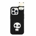 For iPhone 14 Pro 3D Silicone Lying Cartoon TPU Phone Case(Black Panda)