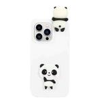 For iPhone 14 Pro 3D Silicone Lying Cartoon TPU Phone Case(White Panda)