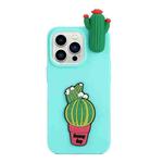 For iPhone 14 Pro Max 3D Silicone Lying Cartoon TPU Phone Case(Cactus)