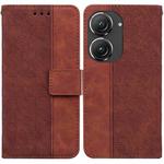 For Asus Zenfone 9 Geometric Embossed Flip Leather Phone Case(Brown)