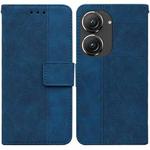 For Asus Zenfone 9 Geometric Embossed Flip Leather Phone Case(Blue)