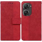 For Asus Zenfone 9 Geometric Embossed Flip Leather Phone Case(Red)