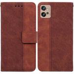 For Motorola Moto G32 Geometric Embossed Flip Leather Phone Case(Brown)