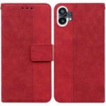 For Nothing Phone 1 Geometric Embossed Flip Leather Phone Case(Red)