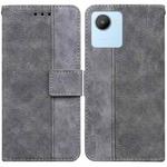 For Realme C30 Geometric Embossed Flip Leather Phone Case(Grey)