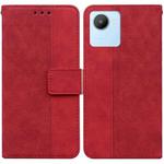 For Realme C30 Geometric Embossed Flip Leather Phone Case(Red)