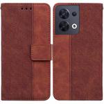 For OPPO Reno8 Geometric Embossed Flip Leather Phone Case(Brown)