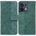 For OPPO Reno8 Geometric Embossed Flip Leather Phone Case(Green)