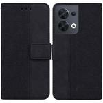 For OPPO Reno8 Geometric Embossed Flip Leather Phone Case(Black)