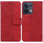 For OPPO Reno8 Geometric Embossed Flip Leather Phone Case(Red)