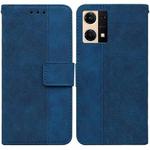 For OPPO Reno7 4G Geometric Embossed Flip Leather Phone Case(Blue)