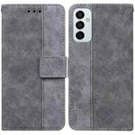 For Samsung Galaxy M13 4G Geometric Embossed Flip Leather Phone Case(Grey)