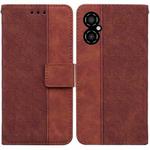 For Xiaomi Poco M4 5G Geometric Embossed Flip Leather Phone Case(Brown)