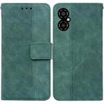 For Xiaomi Poco M4 5G Geometric Embossed Flip Leather Phone Case(Green)