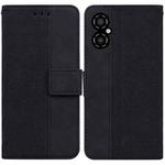 For Xiaomi Poco M4 5G Geometric Embossed Flip Leather Phone Case(Black)