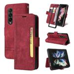 For Samsung Galaxy Z Fold3 BETOPNICE Dual-side Buckle Leather Phone Case(Red)