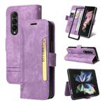 For Samsung Galaxy Z Fold3 BETOPNICE Dual-side Buckle Leather Phone Case(Purple)