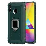 For Galaxy M20 Carbon Fiber Protective Case with 360 Degree Rotating Ring Holder(Green)