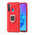 For OPPO Realme 5S Carbon Fiber Protective Case with 360 Degree Rotating Ring Holder(Red)