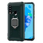 For Huawei Nova 5i / P20 Lite(2019) Carbon Fiber Protective Case with 360 Degree Rotating Ring Holder(Green)