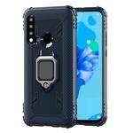 For Huawei Nova 5i / P20 Lite(2019) Carbon Fiber Protective Case with 360 Degree Rotating Ring Holder(Blue)