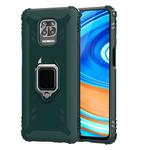 For Xiaomi Redmi Note 9 Pro Max Carbon Fiber Protective Case with 360 Degree Rotating Ring Holder(Green)